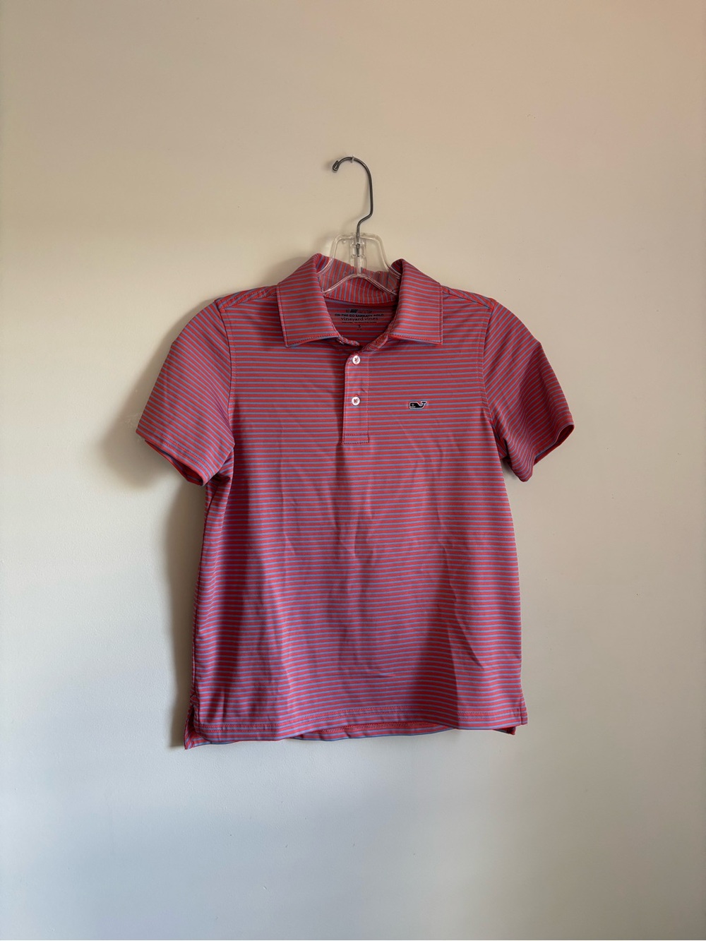 Vineyard Vines Coral and Light Blue Striped Tee